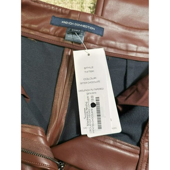 French Connection Crolenda Faux Leather Tapered Trousers Size 2 NWT - Picture 7 of 11